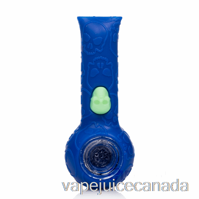 Vape Canada Stratus Silicone Skull Hand Pipe Navy / UV Bee (Blue / UV Green Bee)